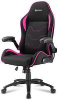 Кресло игровое SHARKOON Elbrus 1, на колесиках, ткань, черный/розовый [519042]