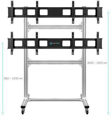 Подставка для телевизора ONKRON FSPRO2L-22, 40-55", напольный, мобильный, черный - фото 4 - id-p223387592