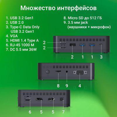 Неттоп Digma Mini Office, Intel Pentium N5030, DDR4 8ГБ, 256ГБ(SSD), Intel UHD Graphics 605, CR, Windows 11 - фото 6 - id-p223110623