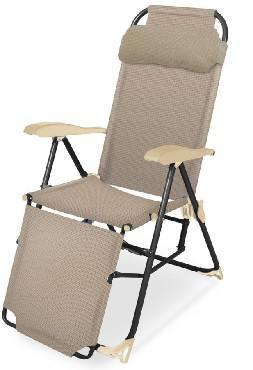 NIKA Кресло-шезлонг с подножкой складное песочный (сетка) К3/ПС - фото 1 - id-p224020303