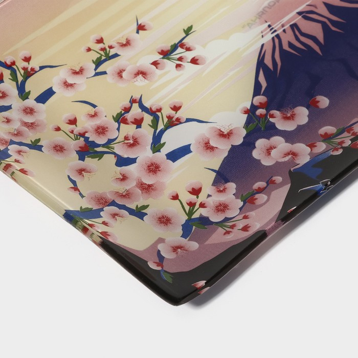 Набор для суши из стекла Доляна «Фудзияма», 3 предмета: соусники 8×2 см, 8×6 см, подставка 25×15 см - фото 5 - id-p224099978