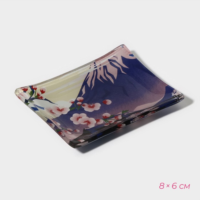 Набор для суши из стекла Доляна «Фудзияма», 3 предмета: соусники 8×2 см, 8×6 см, подставка 25×15 см - фото 7 - id-p224099978