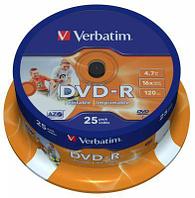 Оптический диск DVD-R VERBATIM 4.7Гб 16x, 25шт., cake box, printable [43538]