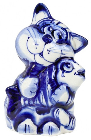 Сувенир фарфоровый «Кот рыбак» (гжель) высота 12,3 см, бело-синий - фото 2 - id-p203780040