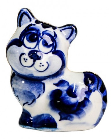Сувенир фарфоровый «Кот Мурзик» (гжель) высота 5 см, бело-синий - фото 2 - id-p203780101