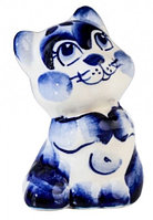 Сувенир фарфоровый «Кот Лапик» (гжель) высота 6 см, бело-синий