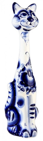 Сувенир фарфоровый «Кот Эверест» (гжель) высота 32 см, бело-синий - фото 2 - id-p203780104