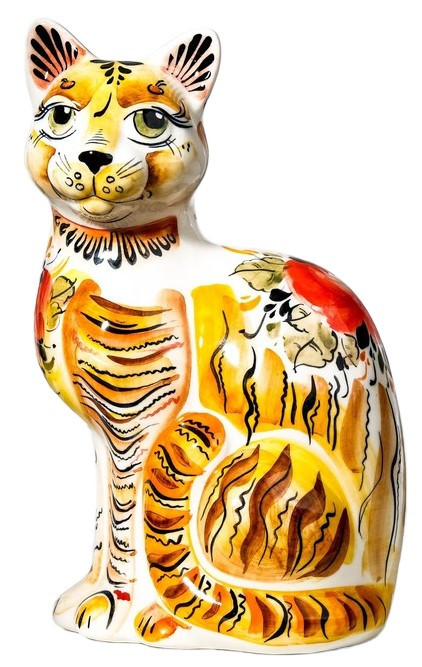 Сувенир фарфоровый «Кошка» (гжель) высота 22 см, цветной - фото 3 - id-p203780106