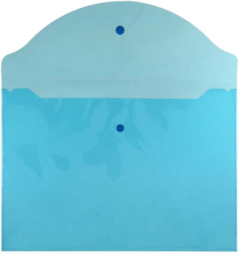 Папка-конверт пластиковая на кнопке Attache «Элементари» толщина пластика 0,15 мм, прозрачная синяя - фото 1 - id-p224099237