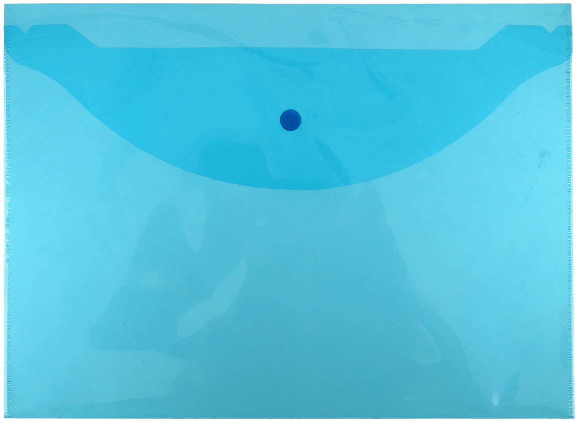 Папка-конверт пластиковая на кнопке Attache «Элементари» толщина пластика 0,15 мм, прозрачная синяя - фото 3 - id-p224099237