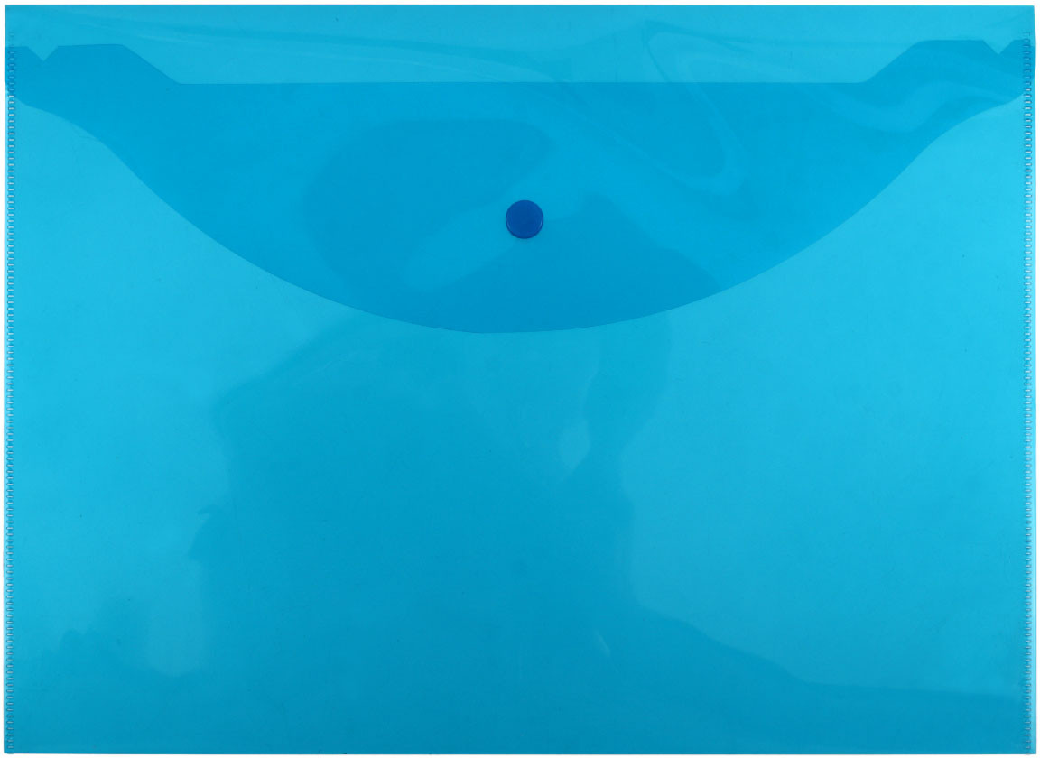 Папка-конверт пластиковая на кнопке Attache «Элементари» толщина пластика 0,18 мм, прозрачная синяя - фото 3 - id-p224099238