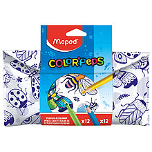 Пенал Maped "Colorpeps", 1 отделение, с наполнением, белый, синий