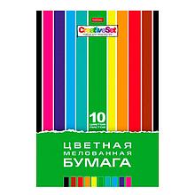 Набор цветной мелованной бумаги Hatber Creative Set, 10 листов А4