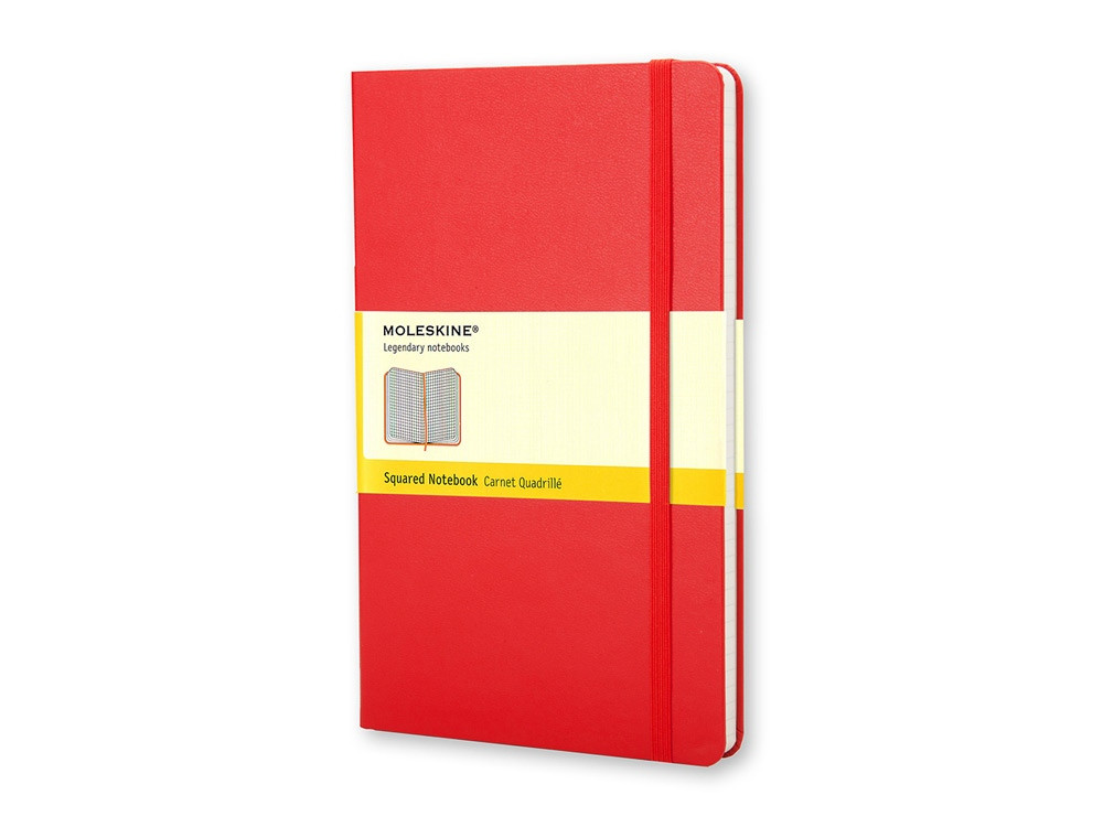 Записная книжка Moleskine Classic (в клетку) в твердой обложке, Large (13х21см), красный - фото 1 - id-p224102541