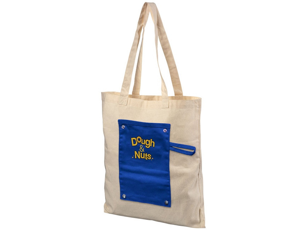 Хлопковая рулонная сумка-тоут на кнопках, натуральный/синий - фото 5 - id-p224102567