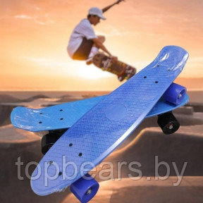 Скейтборд Пенни Борд (Penny Board) однотонный, матовые колеса 2 дюйма (цвет микс), до 60 кг. Голубой - фото 1 - id-p179743955