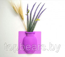 Настенная силиконовая ваза для цветов Magic Vase, многоразовая (без клея, гипоаллергенный материал) Фиолетовая