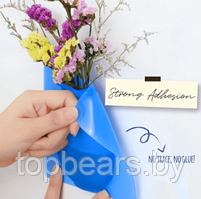 Настенная силиконовая ваза для цветов Magic Vase, многоразовая (без клея, гипоаллергенный материал) Синяя