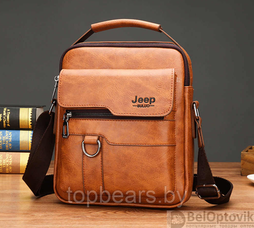NEW Мужская сумка мессенджер Jeep Buluo Светло-коричневый (плечевой ремень) - фото 9 - id-p219585839