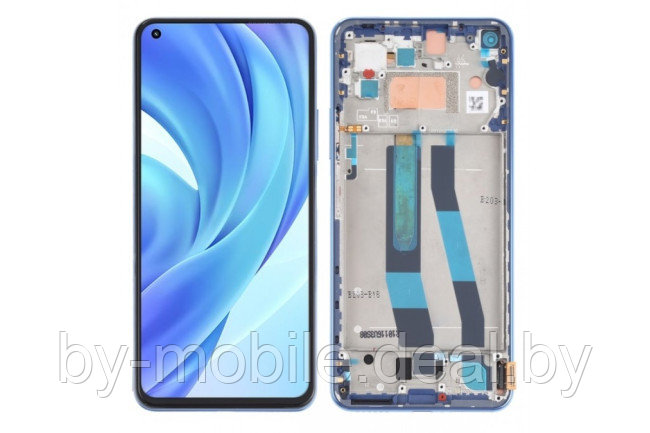 Экран (модуль) в раме Xiaomi Mi 11 Lite 4G (голубой) - фото 1 - id-p224102790