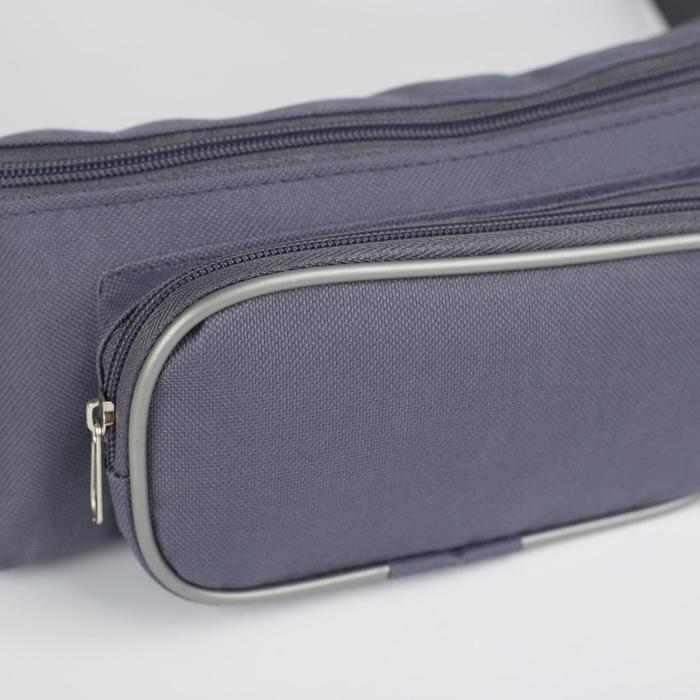 Поясная сумка на молнии, наружный карман, цвет серый - фото 3 - id-p224105074