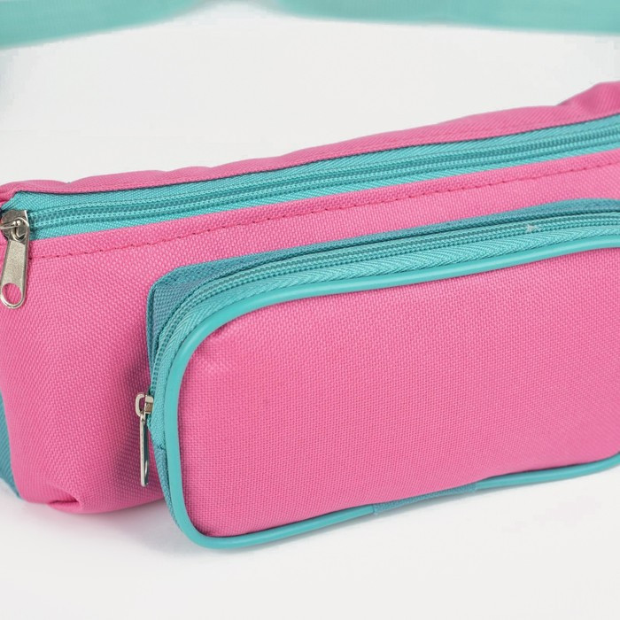 Поясная сумка на молнии, наружный карман, цвет розовый/бирюзовый - фото 3 - id-p224105205