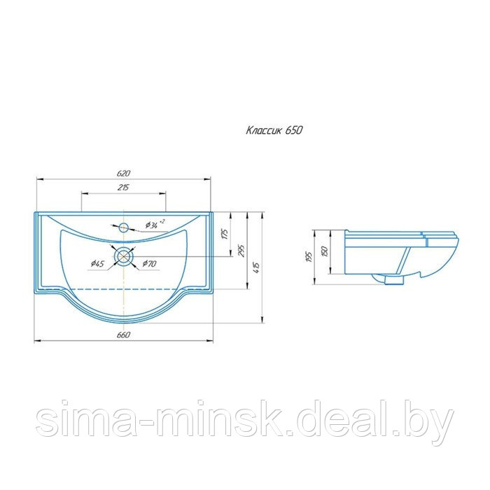 Комплект мебели для ванной "Классика 65" RICH Белое Дерево Домино - фото 10 - id-p224105379