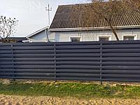 Забор из металлического горизонтального штакетника (двухсторонний штакетник/двухсторонняя зашивка) высота 1,7м