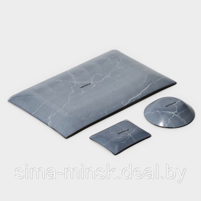 Набор для суши из стекла Доляна «Марбл чёрный», 3 предмета: соусники 8×2 см, 8×6 см, подставка 25×15 см - фото 6 - id-p224106000