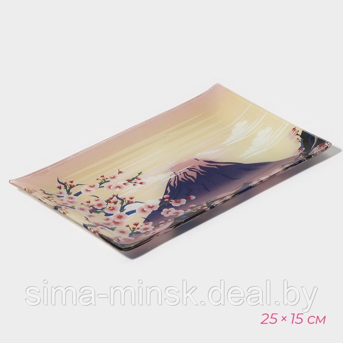 Набор для суши из стекла Доляна «Фудзияма», 3 предмета: соусники 8×2 см, 8×6 см, подставка 25×15 см - фото 4 - id-p224106293