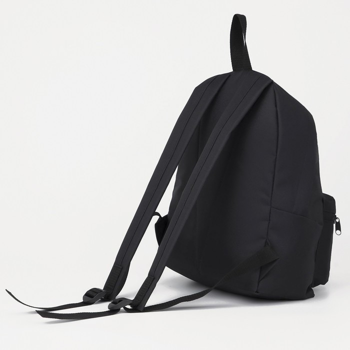 Рюкзак молодёжный из текстиля на молнии, 1 карман, цвет чёрный - фото 4 - id-p224106602