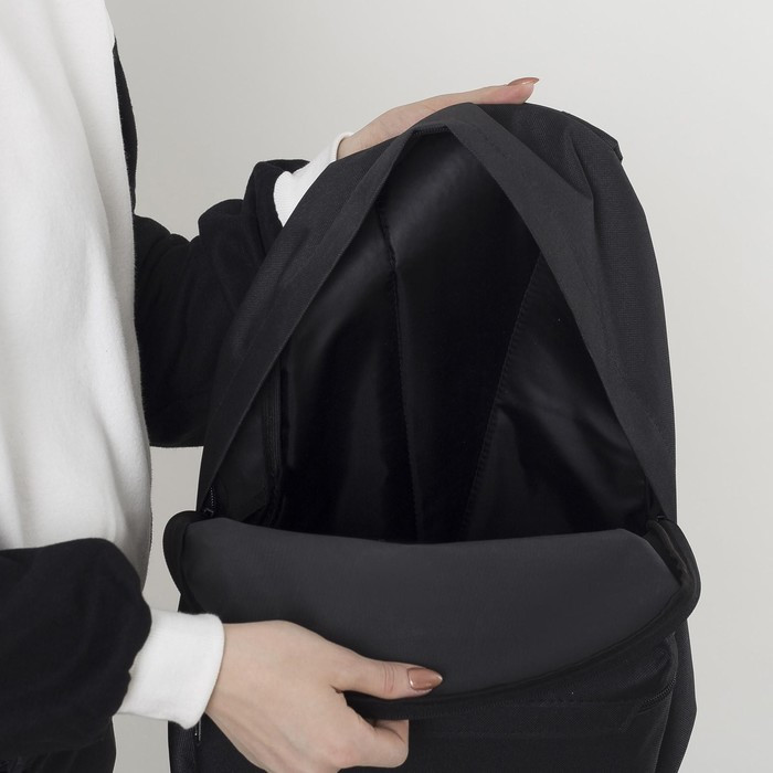 Рюкзак молодёжный из текстиля на молнии, 1 карман, цвет чёрный - фото 7 - id-p224106602