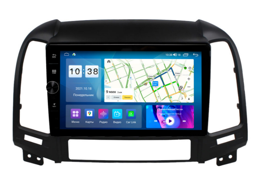 Штатная магнитола Parafar для Hyundai Santa Fe 2 (2009-2011) на Android 12.0 (3/32gb+4g) - фото 1 - id-p224119532