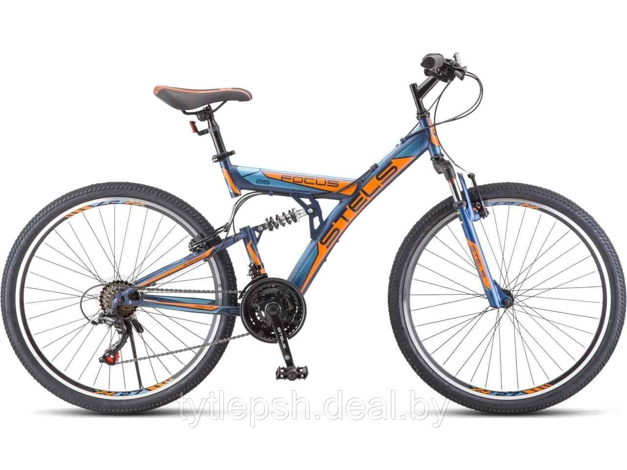 Велосипед Stels Focus V 18-sp 26 V030 2021 (темно-синий/оранжевый) - фото 1 - id-p177171832