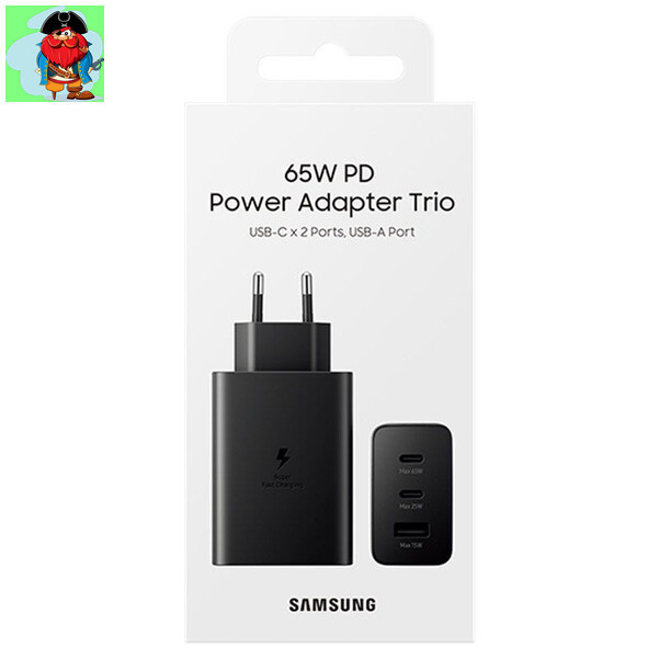 Сетевое зарядное устройство (блок питания) Samsung TA-855 65W и кабель Type-C, цвет: чёрный - фото 1 - id-p224119767