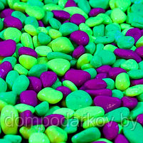 Галька декоративная, флуоресцентнная микс: лимонный, зеленый, пурпурный, 800 г, фр.8-12 мм, фото 2