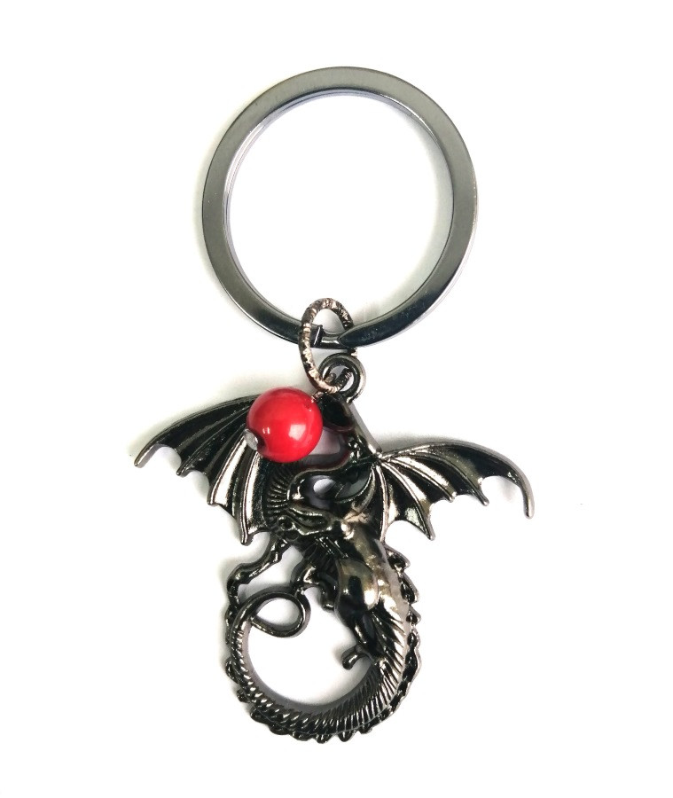 Брелок для ключей "Дракон" с красным Кораллом - удача, сила и защита - фото 1 - id-p224120354