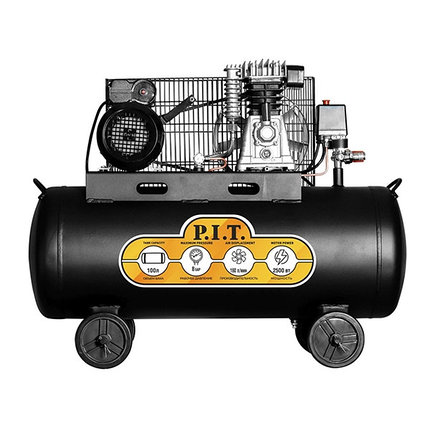 Компрессор, 2,5кВт, 3,4лс, 330 л/мин, 100л, 2 цил, 2 вых, ев,масл. Рем, фото 2