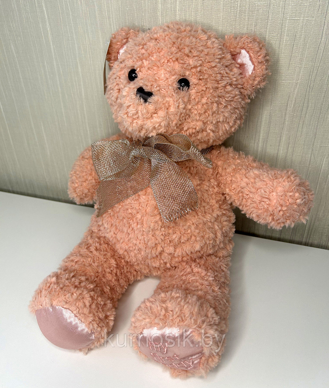 Мягкая игрушка Мишка с бантиком 40 см розовый - фото 5 - id-p224136701