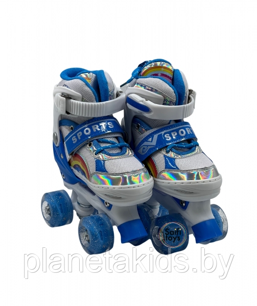 Роликовые коньки раздвижные, детские ролики квады, квадроролики, светящиеся колеса , арт. HM-901S - фото 2 - id-p224140535