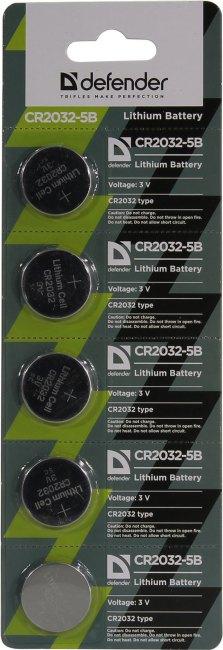 Defender 56201 Батарейка литиевая CR2032-5B в блистере 5 шт - фото 1 - id-p224140527