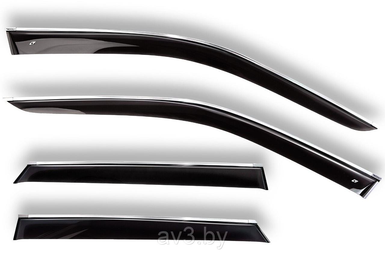 Ветровики Kia Rio III седан 2010-2017 (с хром.молдинг 10мм) Cobra Tuning - фото 5 - id-p220893684