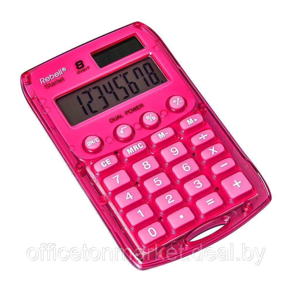 Калькулятор карманный Rebell "StarletP BX", 8-разрядный, розовый - фото 1 - id-p224119882
