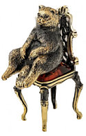 Фигурка сувенирная «Кот» BronzaMania «Кот в раздумьях на стуле» (с янтарем)