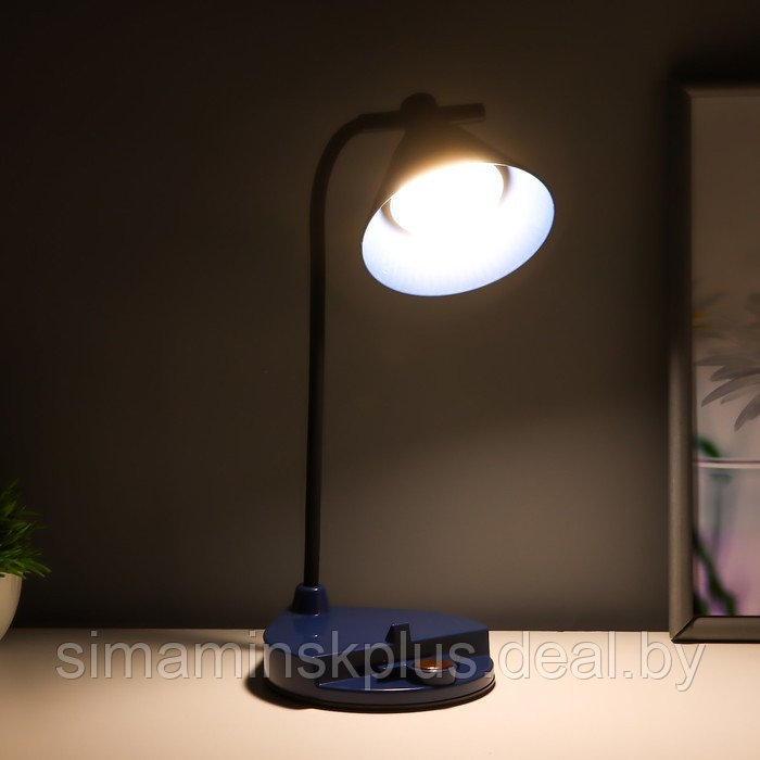 Настольная лампа "Парасоль" LED, от USB/АКБ 6 Вт сенсор 3000-6000 синий 14х10х37 см RISALUX 1006342 - фото 4 - id-p224143995