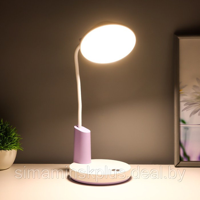 Настольная лампа "Гард" LED, от USB/АКБ 7 Вт сенсор 3000-6000 К белый-фиолетовый 13х12х37 см RISALUX - фото 4 - id-p224143998