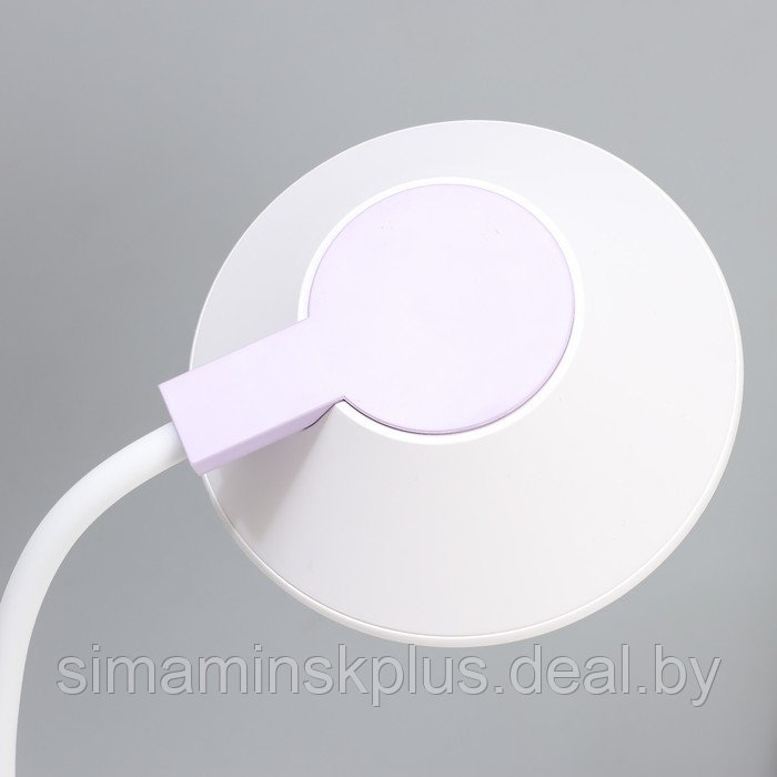 Настольная лампа "Гард" LED, от USB/АКБ 7 Вт сенсор 3000-6000 К белый-фиолетовый 13х12х37 см RISALUX - фото 6 - id-p224143998