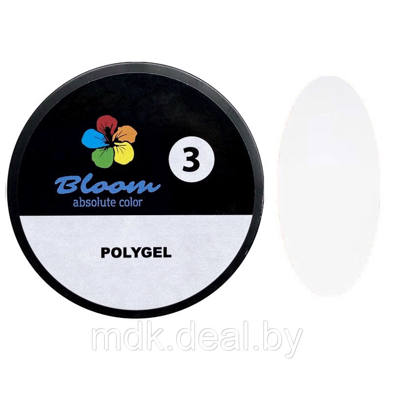 Полигель Bloom №3 30 мл белый/молочный (баночка) - фото 1 - id-p203158651