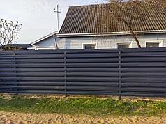 Забор из металлического горизонтального штакетника (двусторонний штакетник/двухсторонняя зашивка) высота 2 м
