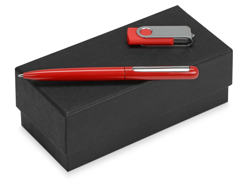 Подарочный набор Skate Mirro с ручкой для зеркальной гравировки и флешкой, красный - фото 1 - id-p224144999